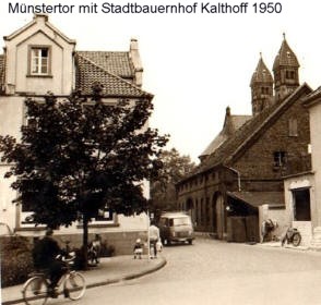 Heimatverein Warendorf: Münstertor mit Bauernhof Kalthoff um 1950